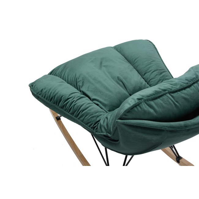 Rocking chair Damme 57, green,velvet,H77x80x90cm seat h.50cm