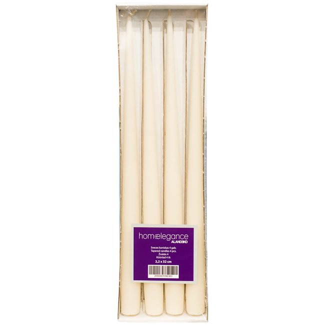 Candles ivory, set of 4 pcs, H32cm, D2.2cm