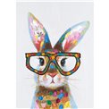 Painting Colourful Bunny with Glasses, 50x70cm