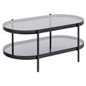 Coffee table Ayonne, black/grey glass top, 95x50x42 cm