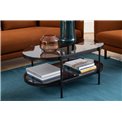 Coffee table Ayonne, black/grey glass top, 95x50x42 cm