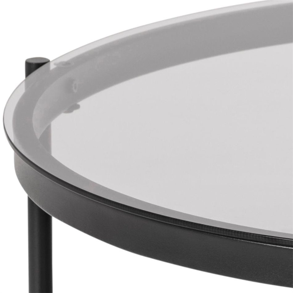 Coffee table Ayonne, black/grey, glass top, H42cm, D79cm