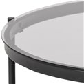 Coffee table Ayonne, black/grey, glass top, H42cm, D79cm