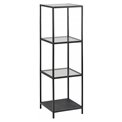 Bookcase Aford, top glass/black frame 119.5x35x37cm