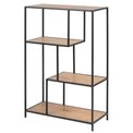 Bookcase Aford, top oak, MDF/black frame, 114x77x35cm