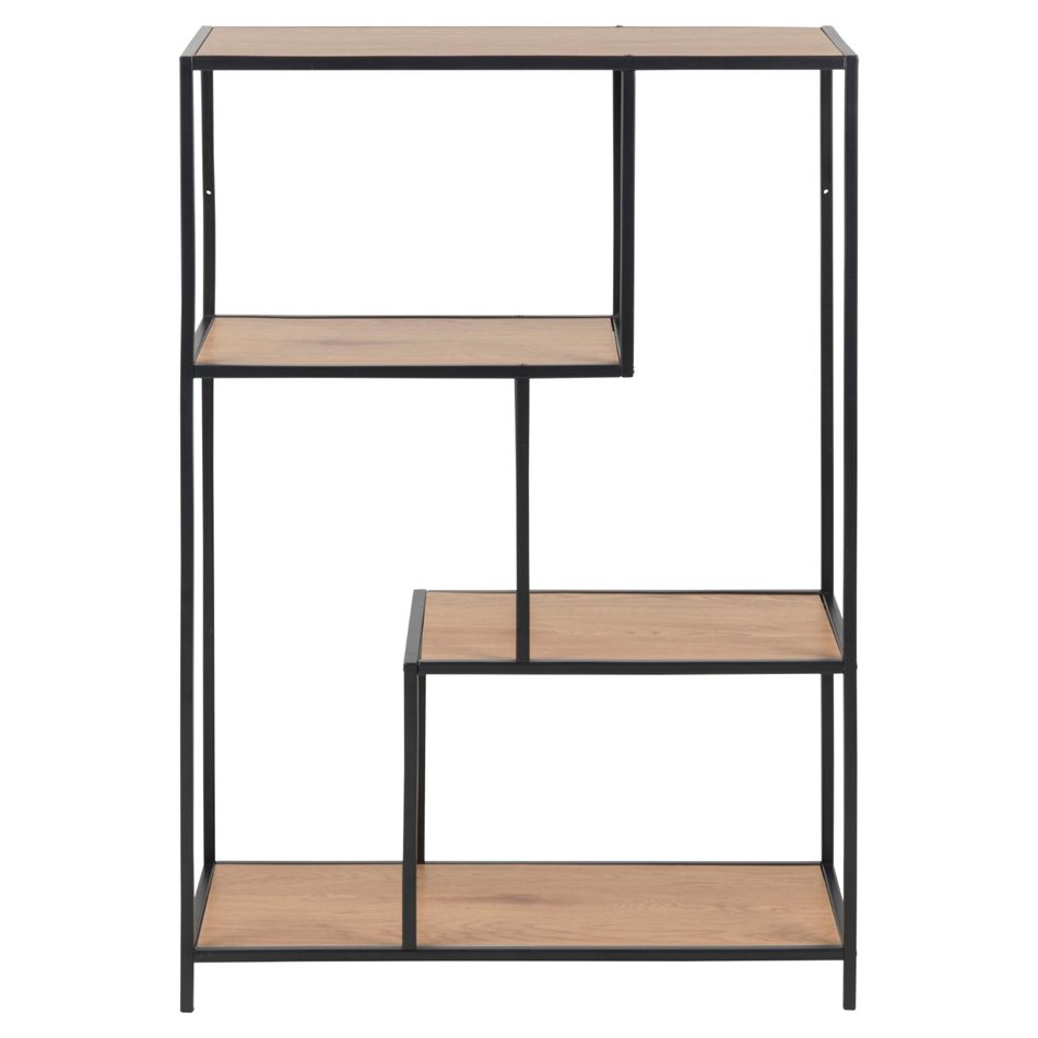 Bookcase Aford, top oak, MDF/black frame, 114x77x35cm