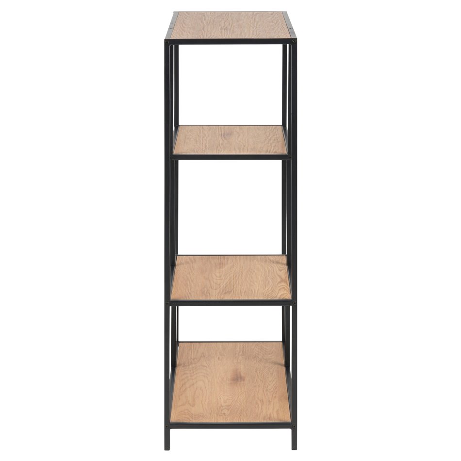 Bookcase Aford, top oak, MDF/black frame, 114x77x35cm