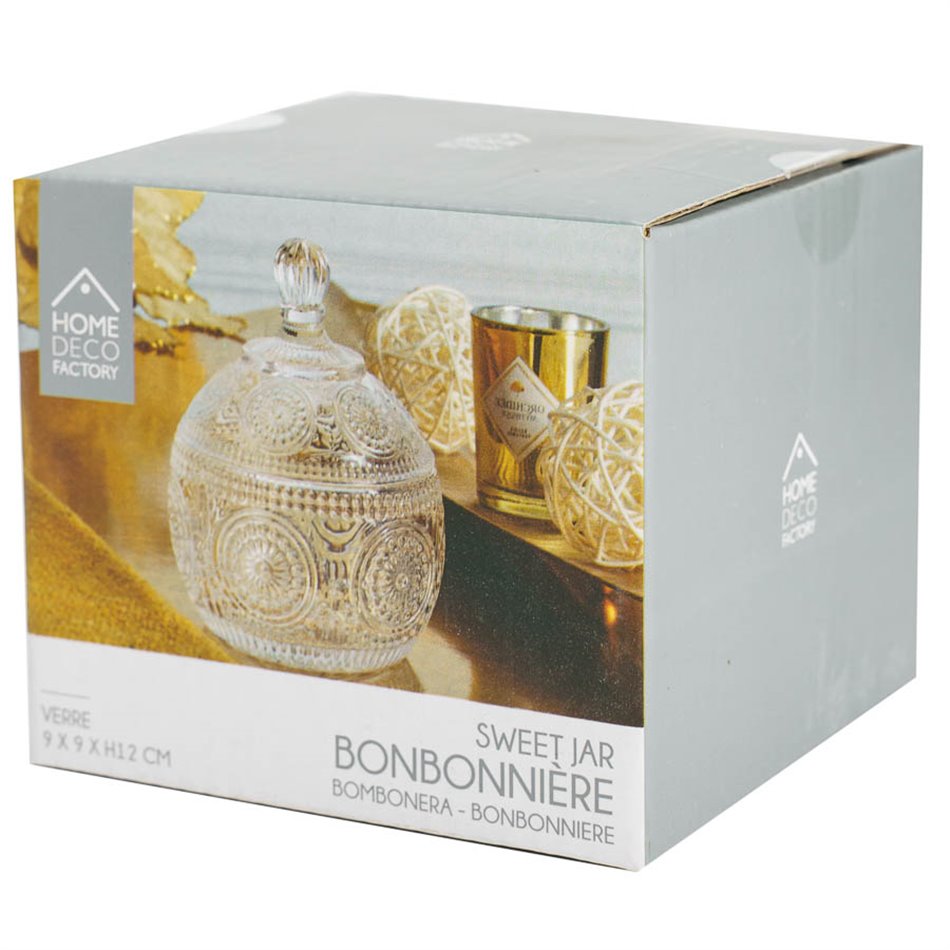 Candy jar Bonbonniere with lid, D9 x12cm