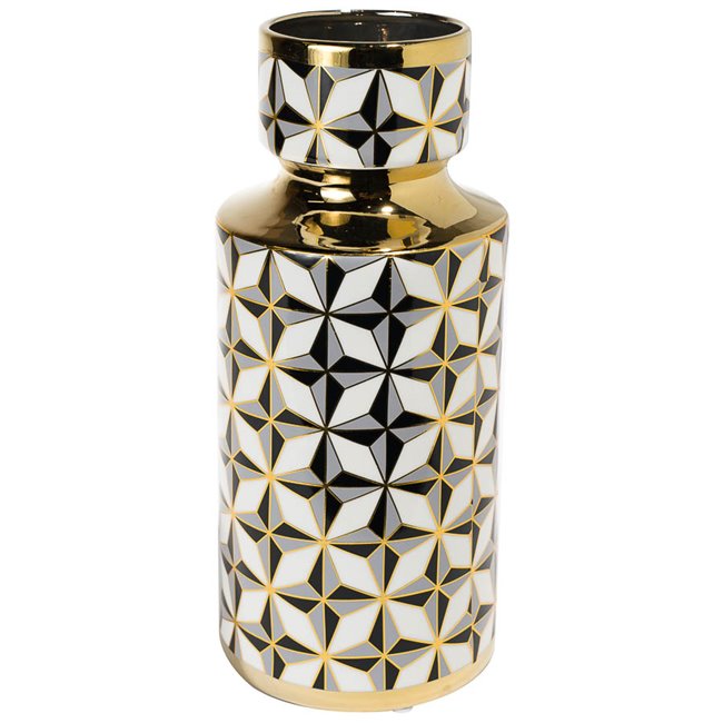 Vase Marciano 2, black/gray/white/gold, 13.5x13.5x31 cm