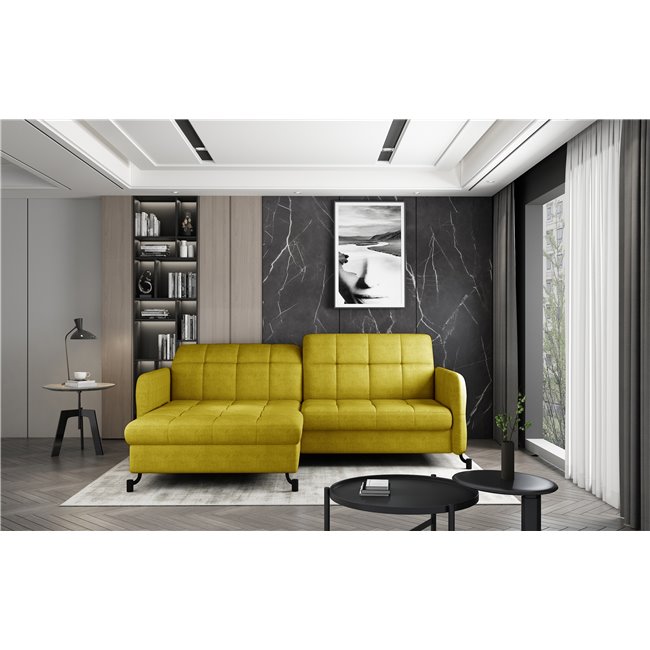 Kampinė sofa Elorelle L, Omega 68, geltona sp., H105x225x160