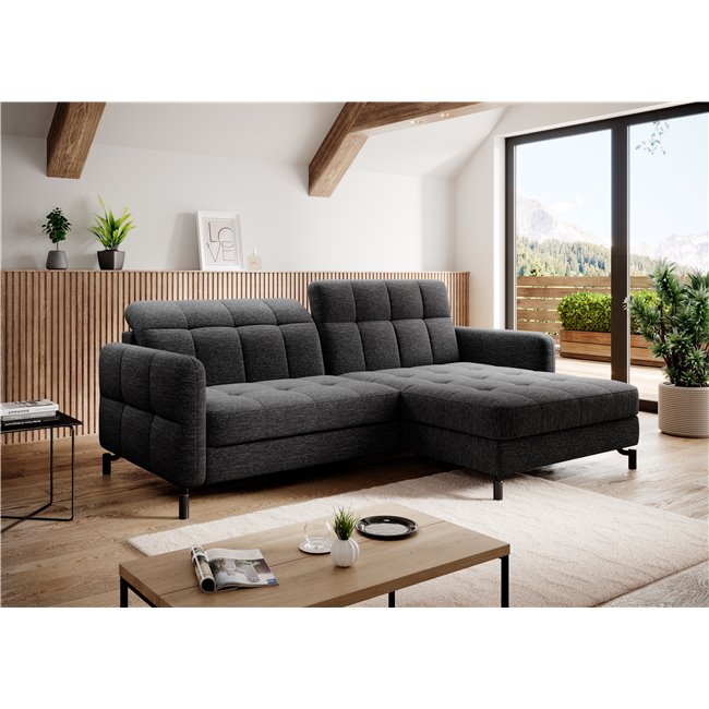 Corner sofa Elorelle R, Berlin 02, black, H105x225x160