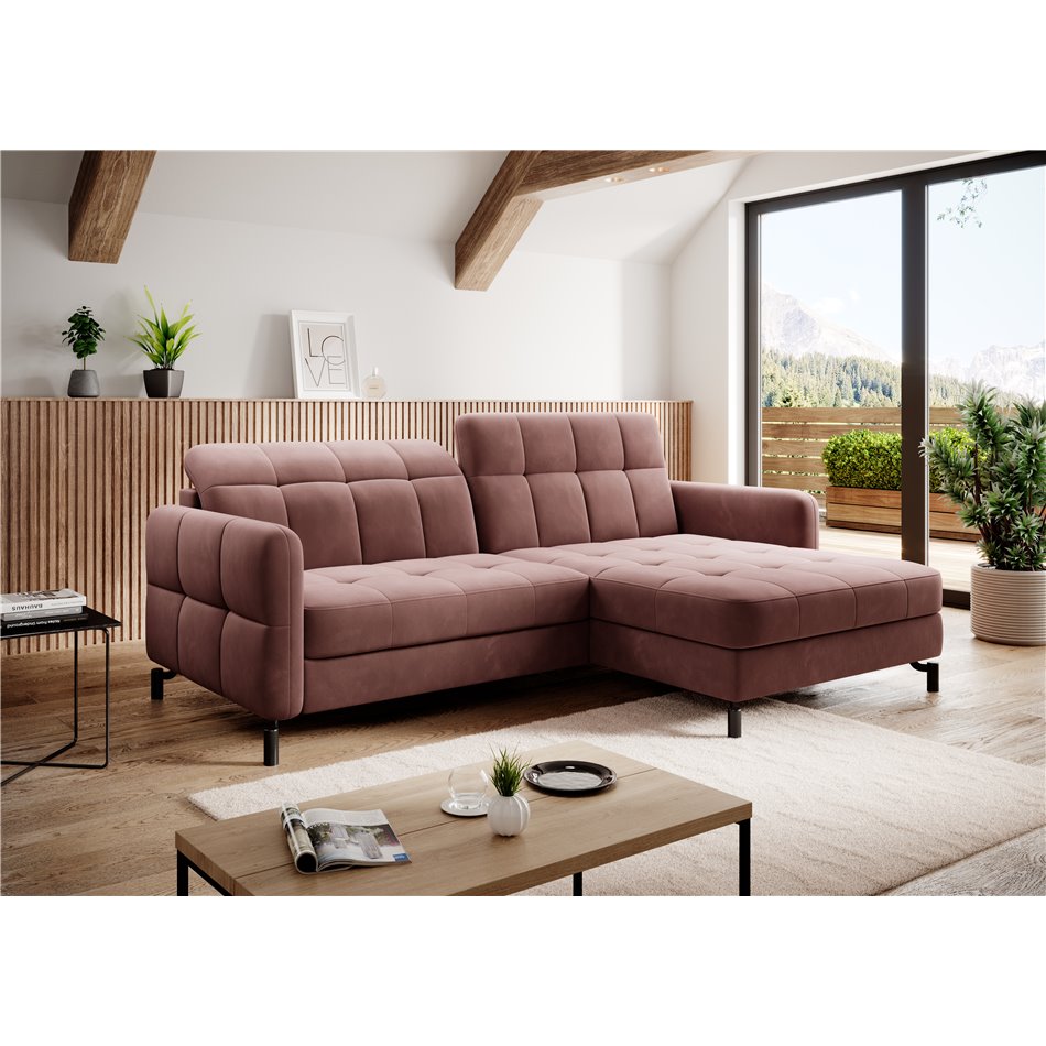 Corner sofa Elorelle R, Kronos 29, pink, H105x225x160