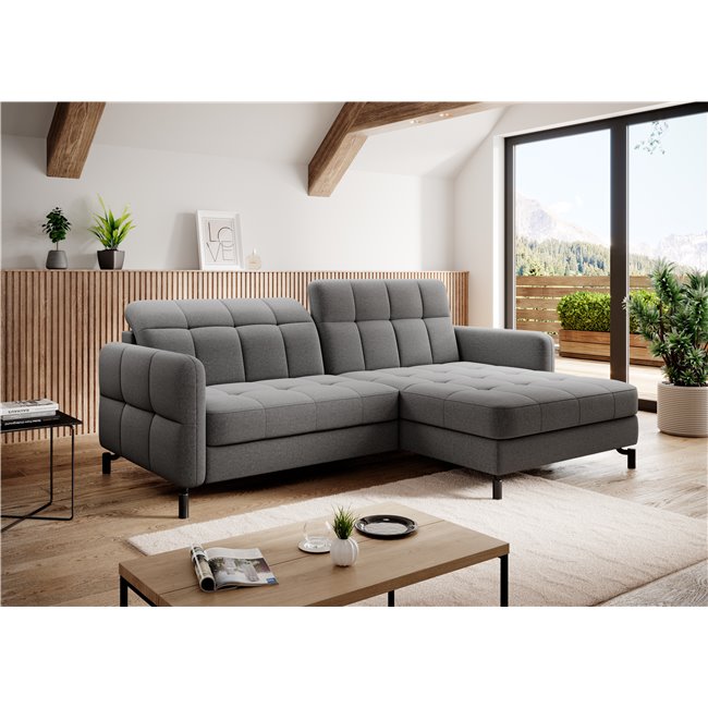 Corner sofa Elorelle R, Omega 13, gray, H105x225x160