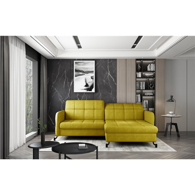 Corner sofa Elorelle R, Omega 68, yellow, H105x225x160