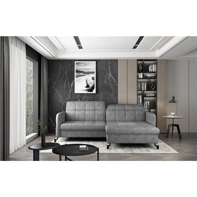 Corner sofa Elorelle R, Dora 90, gray, H105x225x160