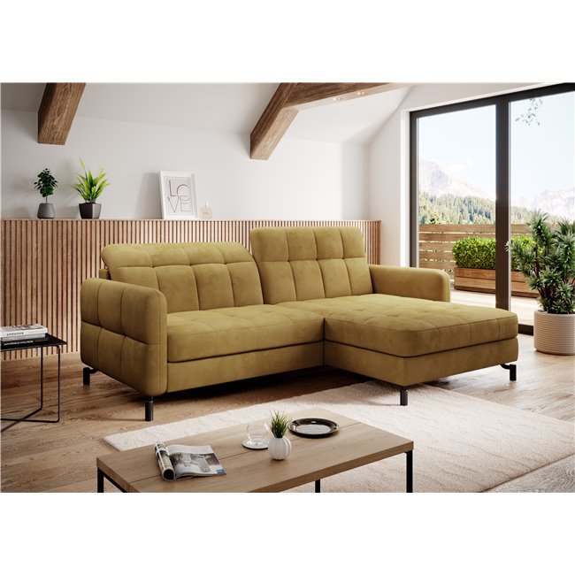 Corner sofa Elorelle R, Monolith 48, yellow, H105x225x160