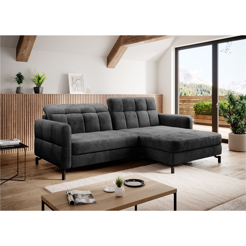 Corner sofa Elorelle R, Monolith 97, gray, H105x225x160