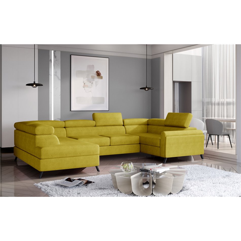 Corner sofa Elscada L, Omega 68, yellow, H98x330x200