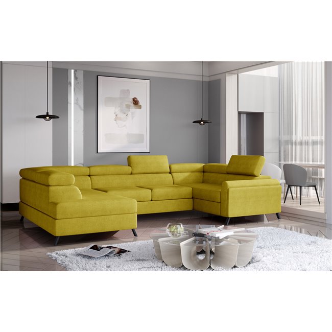 Corner sofa Elscada L, Omega 68, yellow, H98x330x200