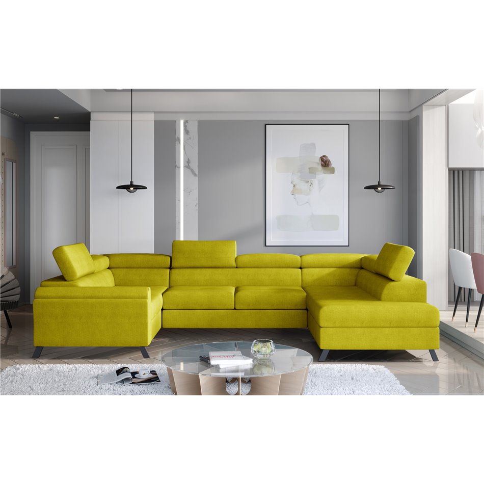 Corner sofa Elscada R, Omega 68, yellow, H98x330x200