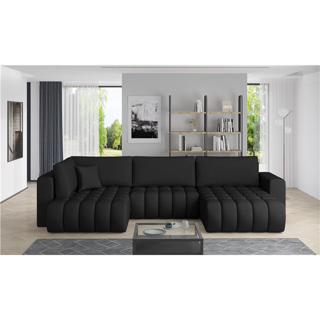 Corner sofa Elonito R, Softis 11, black, H92x340x170