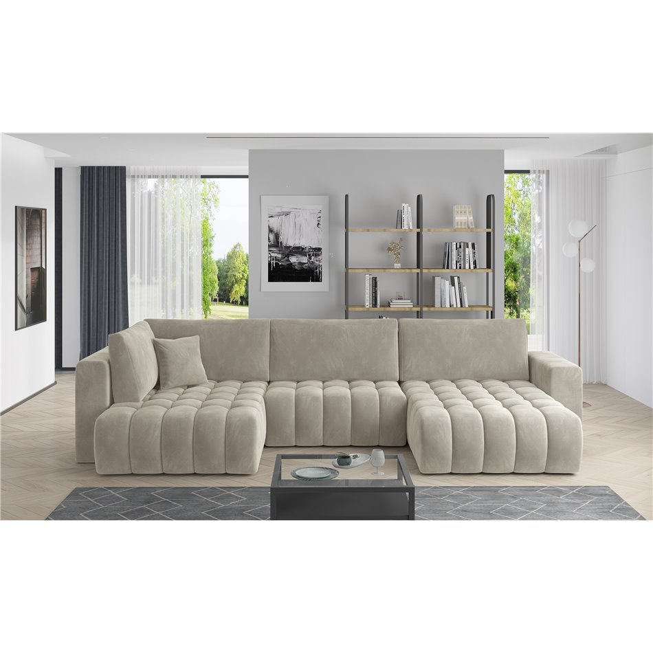 Corner sofa Elonito R, Sola 18, beige, H92x340x170