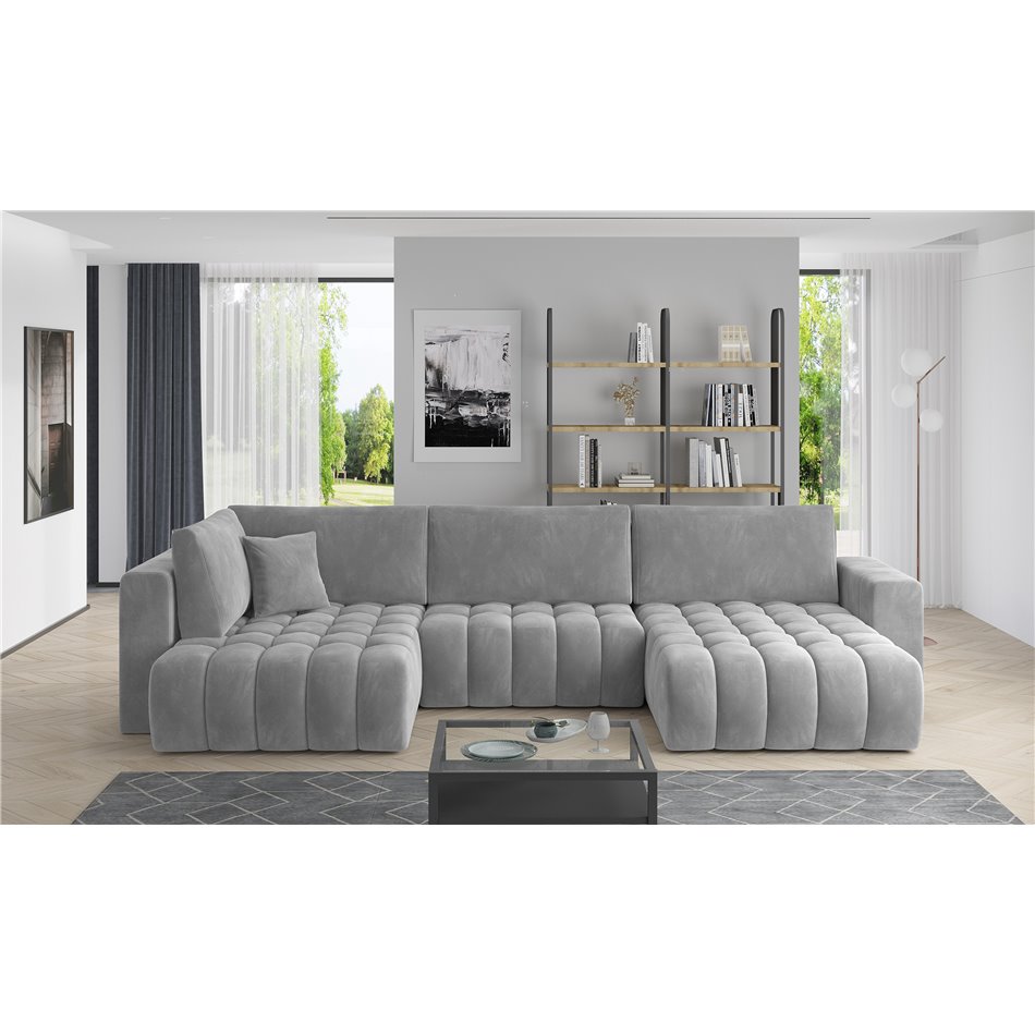 Corner sofa Elonito R, Sola 4, gray, H92x340x170