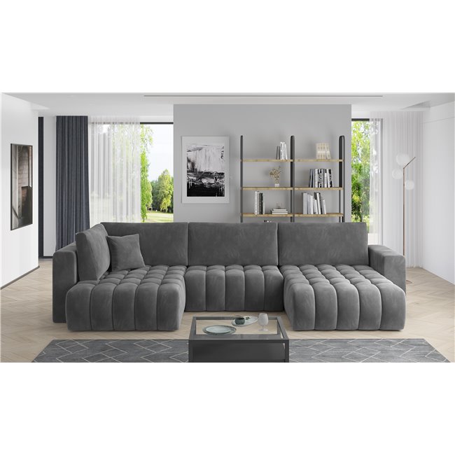 Corner sofa Elonito R, Sola 6, gray, H92x340x170