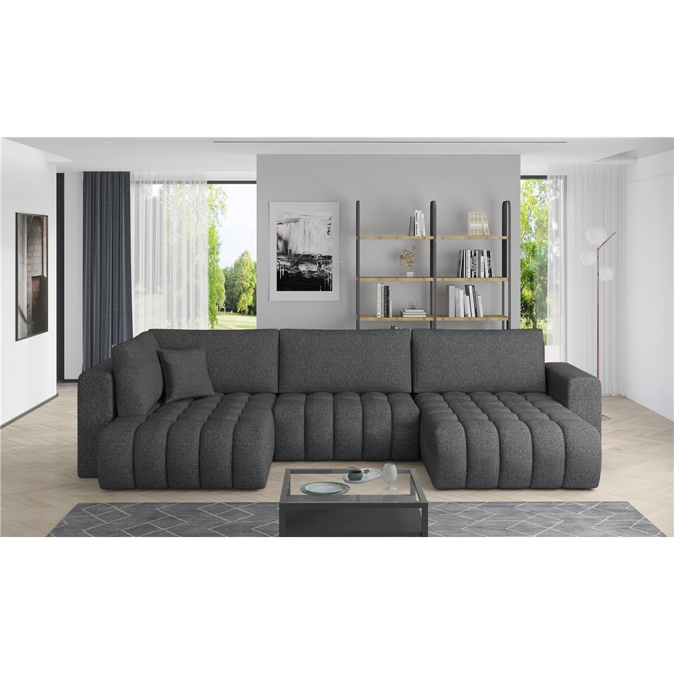 Corner sofa Elonito R, Vero 5, gray, H92x340x170