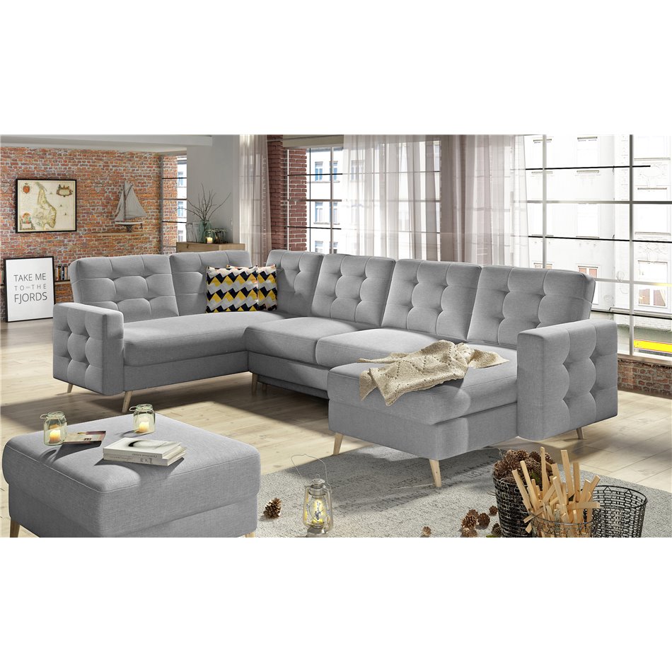 Corner sofa Elsgard U Reversible, Soft 29, gray, H93x326x202