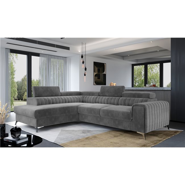 Corner sofa Elaurence L, Paros 06, gray, H92x278x205