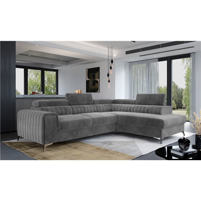 Corner sofa Elaurence R, Paros 06, gray, H92x278x205