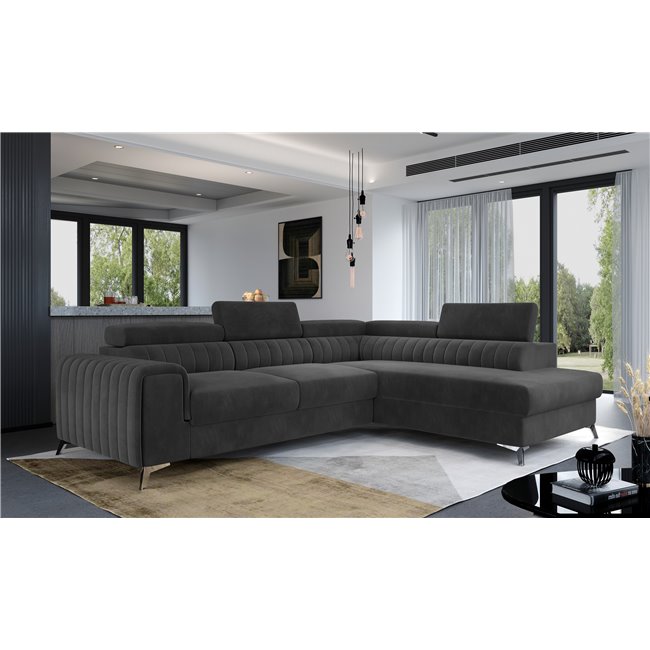 Corner sofa Elaurence R, Monolith 97, gray, H92x278x205