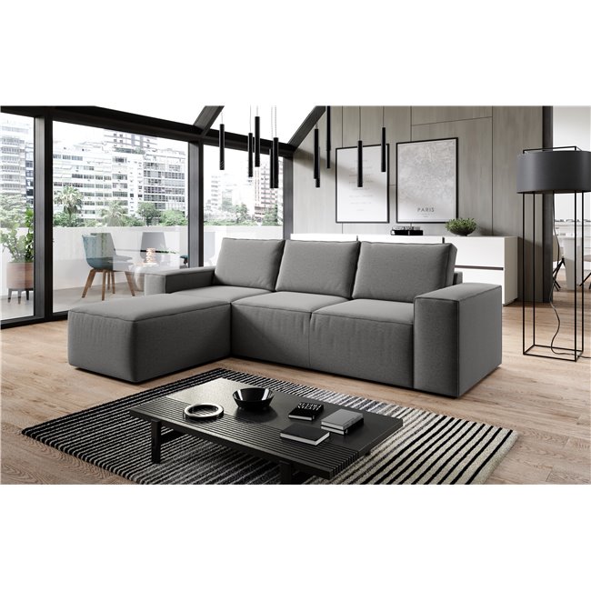 Corner sofa Elsilla L, Gojo 5, gray, H95x302x204