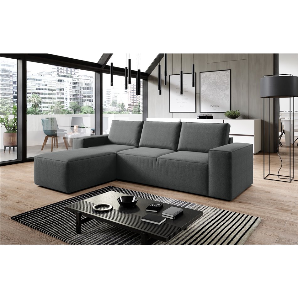 Corner sofa Elsilla L, Vero 5, gray, H95x302x204