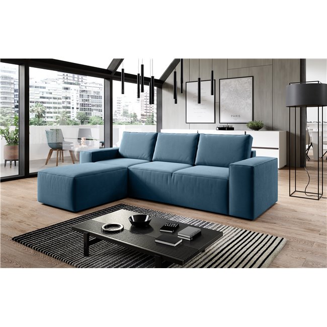 Corner sofa Elsilla L, Savoi 38, blue, H95x302x204