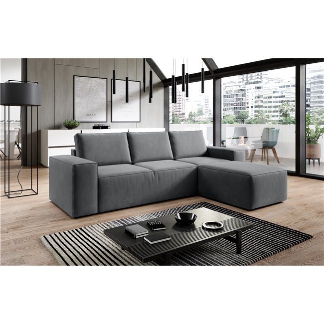 Corner sofa Elsilla R, Sola 6, gray, H95x302x204