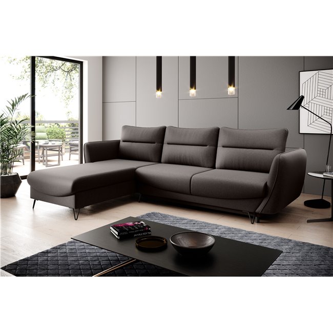 Corner sofa Elsilva L, Flores 22, brown, H100x276x201