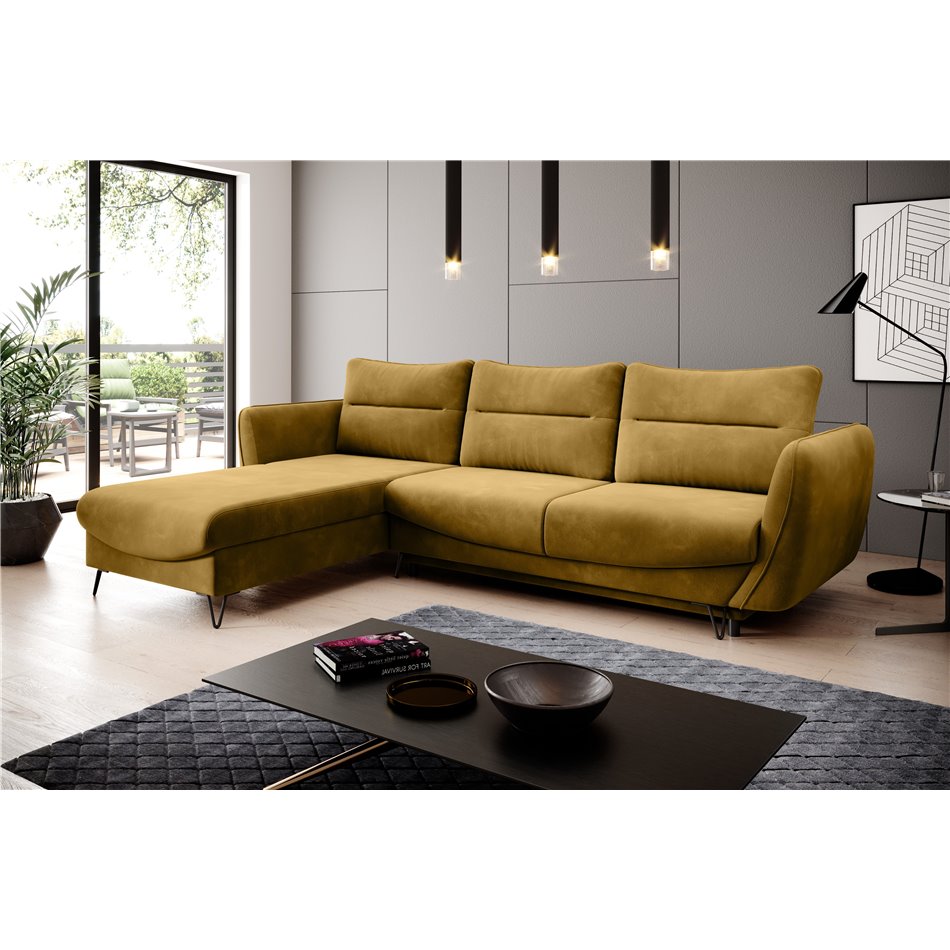 Corner sofa Elsilva L, Loco 45, yellow, H100x276x201