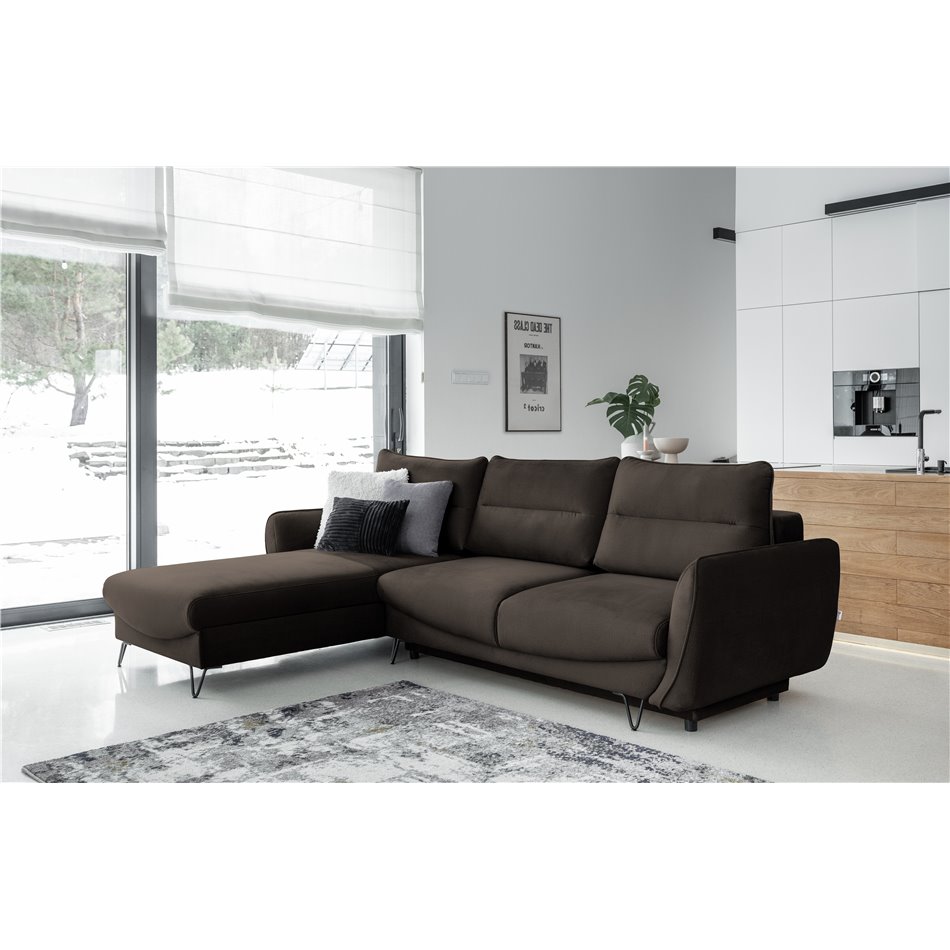 Corner sofa Elsilva L, Nube 22, brown, H100x276x201