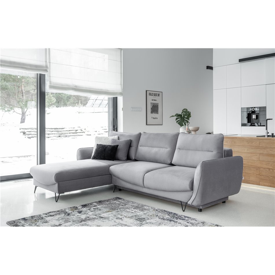 Corner sofa Elsilva L, Nube 3, gray, H100x276x201