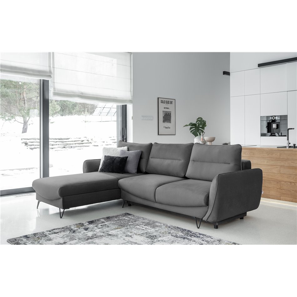 Corner sofa Elsilva L, Nube 4, gray, H100x276x201