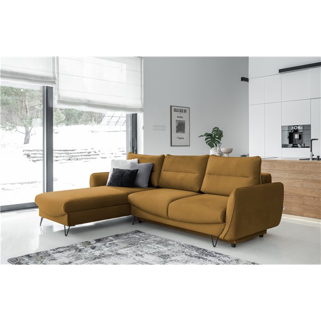 Corner sofa Elsilva L, Nube 45, yellow, H100x276x201