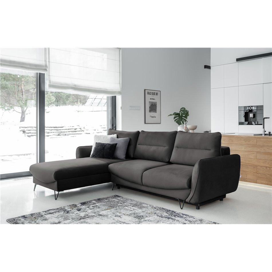 Corner sofa Elsilva L, Nube 5, gray, H100x276x201