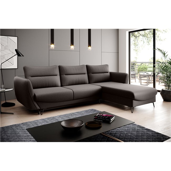 Corner sofa Elsilva R, Flores 22, brown, H100x276x201