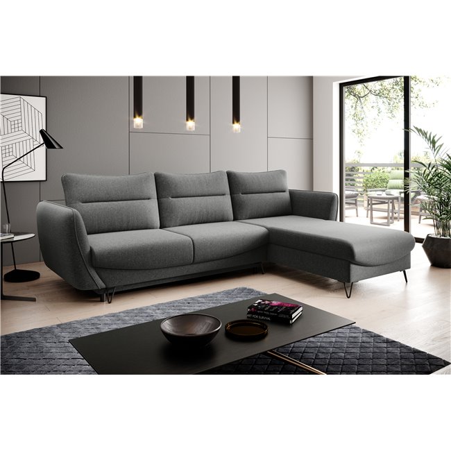 Corner sofa Elsilva R, Flores 4, gray, H100x276x201