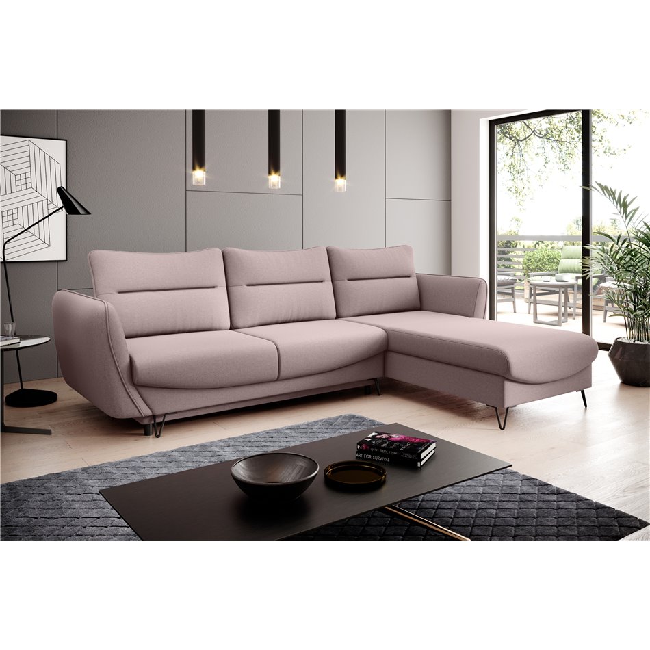 Corner sofa Elsilva R, Gojo 101, pink, H100x276x201