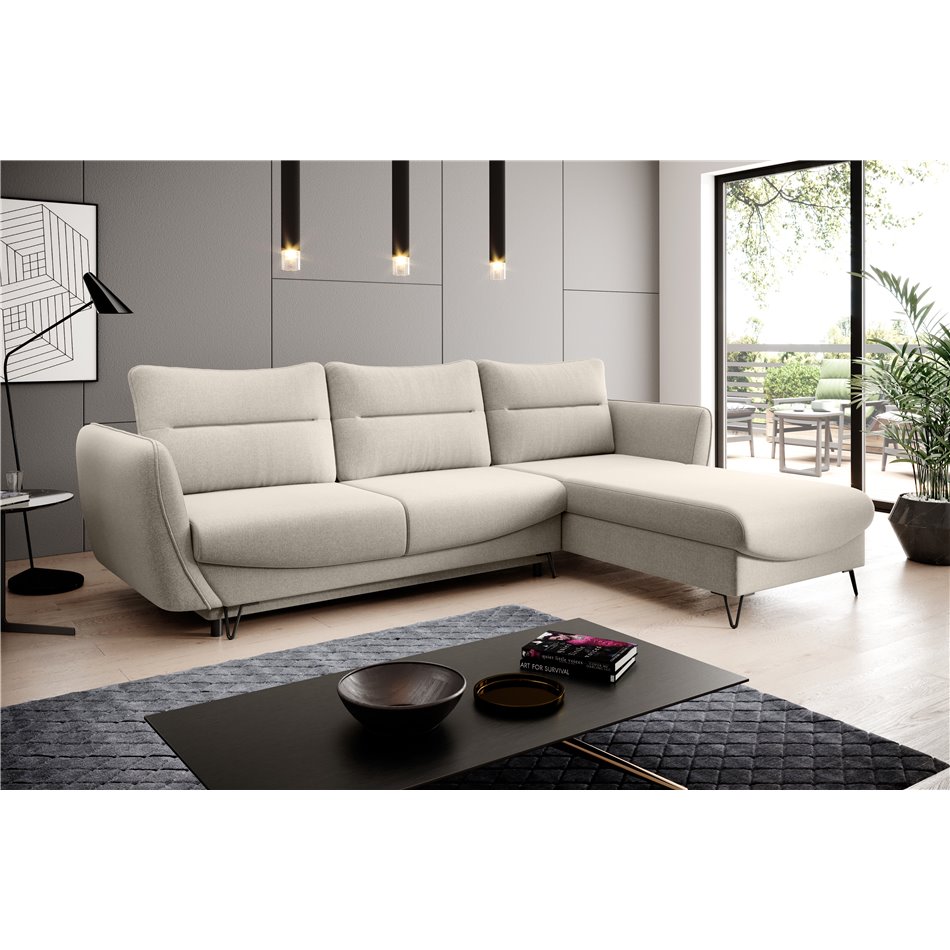 Kampinė sofa Elsilva R, Inari 22, smėlio sp. sp., H100x276x201