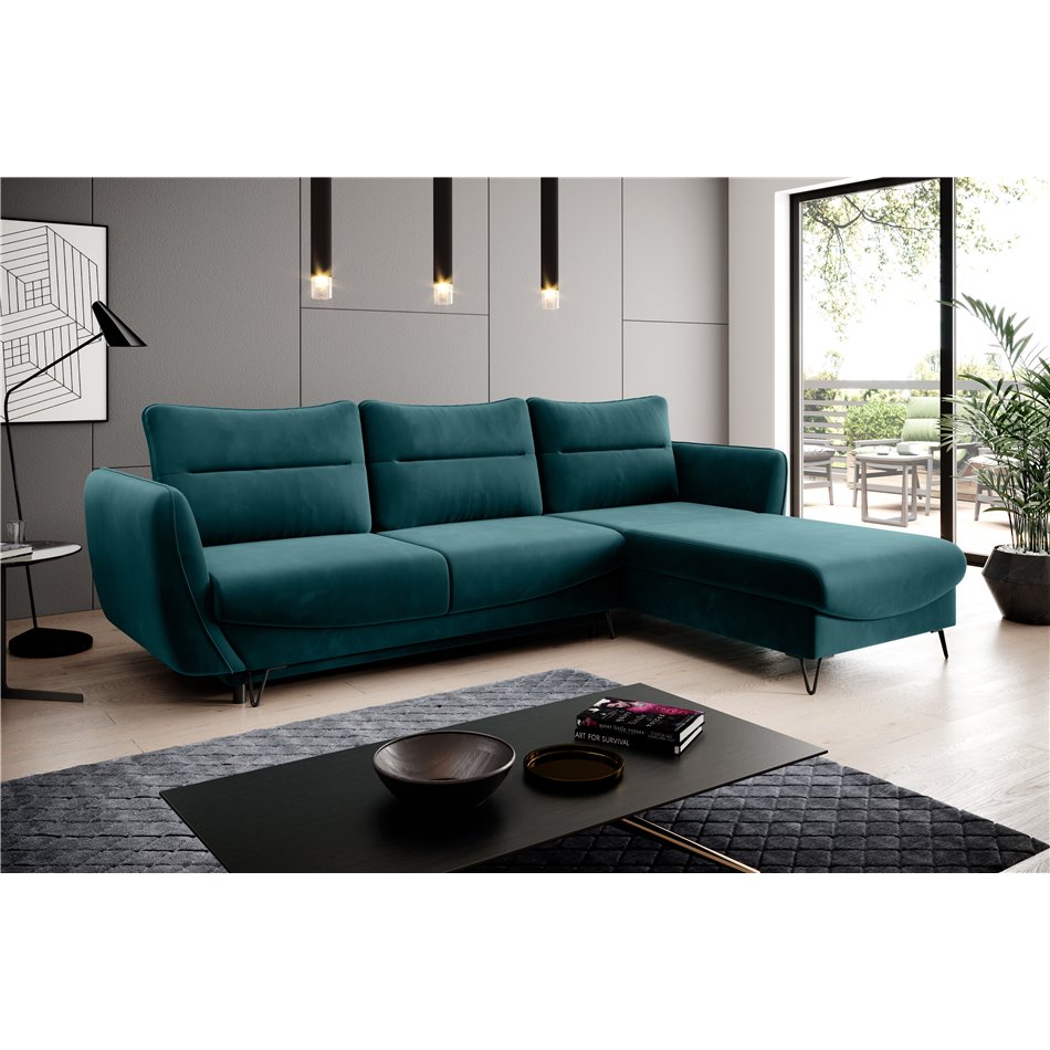 Corner sofa Elsilva R, Lukso 39, green, H100x276x201