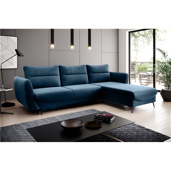 Corner sofa Elsilva R, Lukso 40, blue, H100x276x201